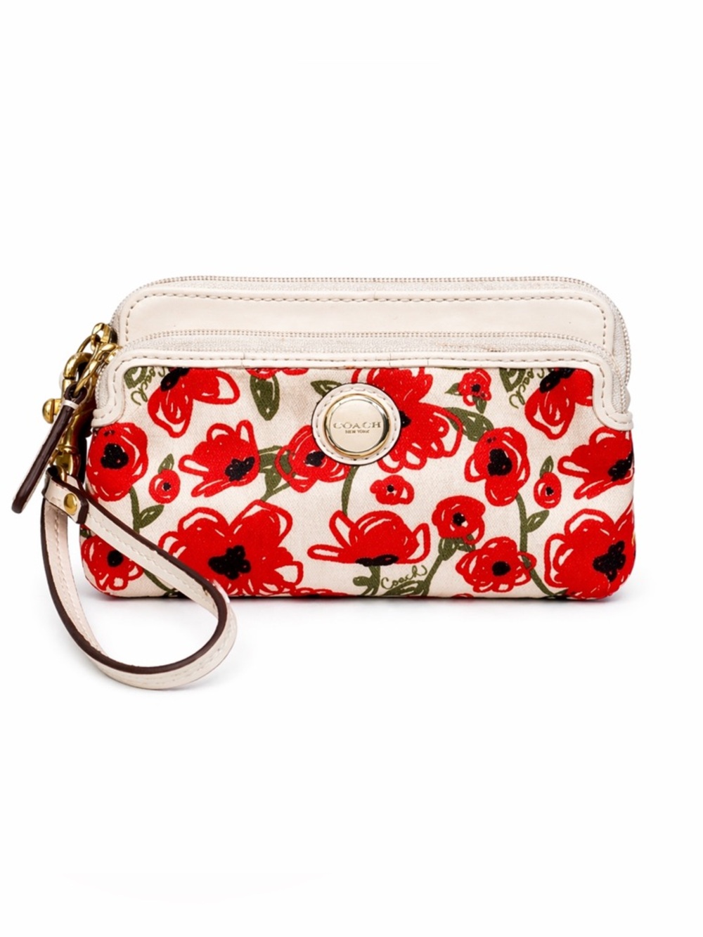 COACH Poppy Flower Print Small Wristlet (Style F48950)